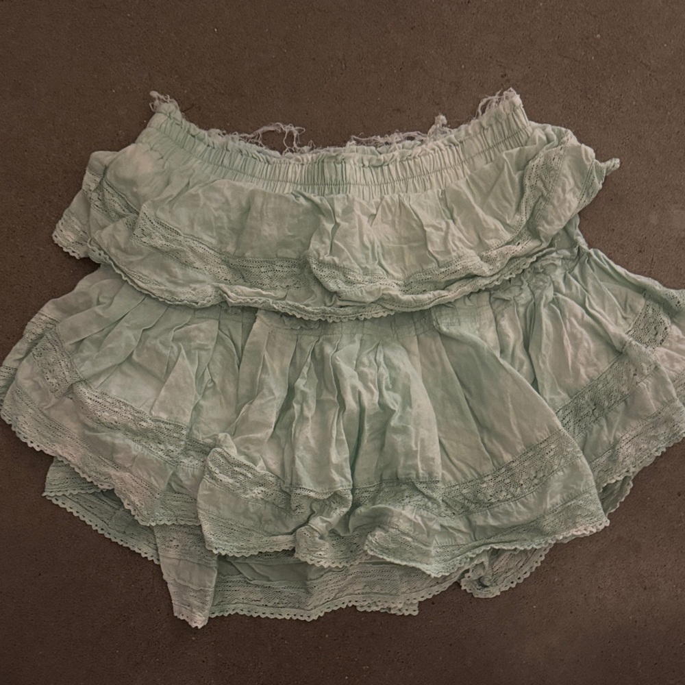 Loveshackfancy Light Green Ruffled Mini Skirt - image 1